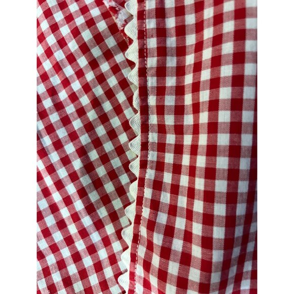 Vintage Red Gingham Half Apron Embroidered Pockets Farmhouse OSFM - Picture 7 of 9
